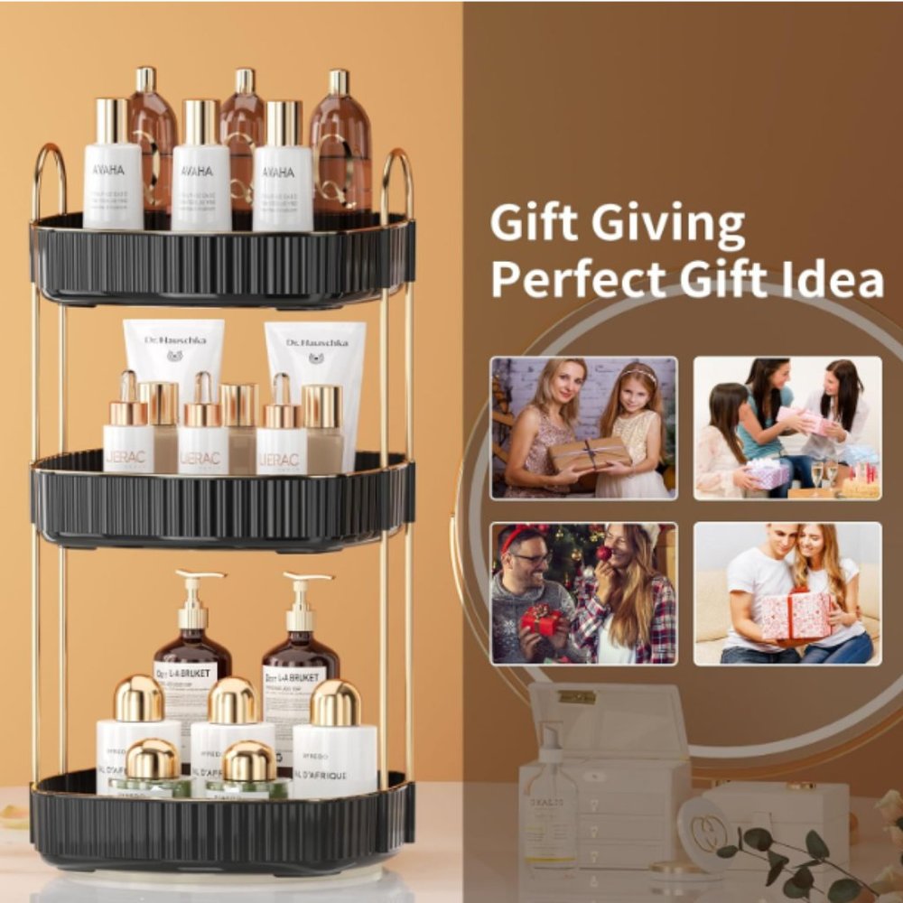 3 Tiers - 360° Turntable Makeup Organizer - Lazy Susan Cosmetics Storage - Picture 6 of 10